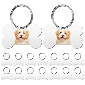 hotop 16 pieces sublimation blank dog tag aluminum dog tag bone shaped sublimation blank dog tag double sided dog tag with key ring for dogs and cats pet id tag