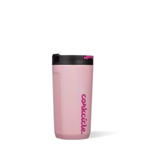 corkcicle kids insulated water bottle with straw, stainless steel, cotton candy, holds 12 oz