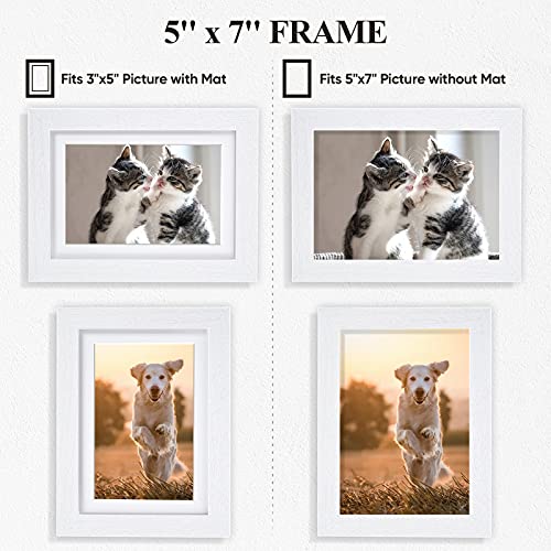 Nacial Picture Frames 5x7 inch Set of 4, White Photo Frame, Display 4x6 Photo with Mat, Display 5x7 photo without Mat, Picture Frames Collage for Wall or Tabletop