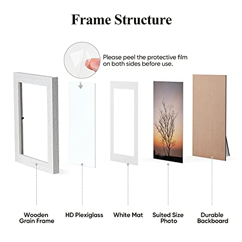 Nacial Picture Frames 5x7 inch Set of 4, White Photo Frame, Display 4x6 Photo with Mat, Display 5x7 photo without Mat, Picture Frames Collage for Wall or Tabletop