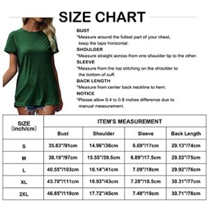 Womens Casual Tshirts Loose Fit Rolled Sleeve Summer Tops Crewneck Tunic Tops for Leggings White M