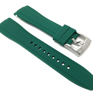 Bandini Silicone Watch Bands - Curved End - Embossed Rubber Replacement Watch Straps for Seiko, Omega and Rolex Watches with Round Cases - Waterproof - Stainless Steel Buckle - (Green, 20mm)