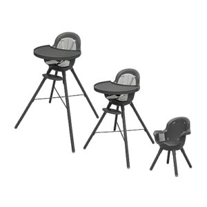 boon grub adjustable baby high chair - convertible high chair and toddler chair - high chairs for babies and toddlers 6 months to 6 years - dishwasher safe - gray