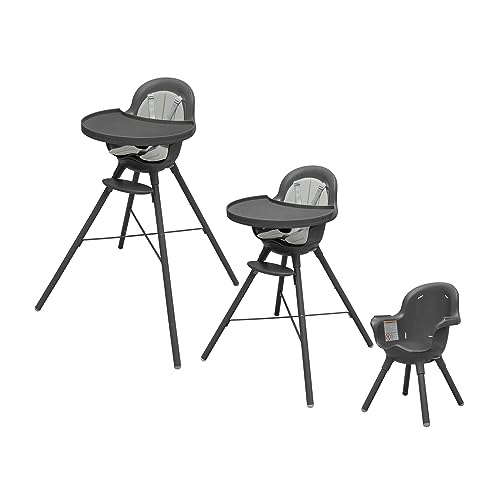 Boon GRUB Adjustable Baby High Chair - Convertible High Chair and Toddler Chair - High Chairs for Babies and Toddlers 6 Months to 6 Years - Dishwasher Safe - Gray