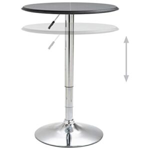 NusGear Bar Table Black Ø23.6 MDF Top with Chromed Steel Frame, Height-Adjustable (28" - 36.2")