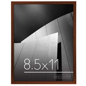 americanflat 8.5x11 picture frame in mahogany - thin border photo frame with shatter resistant glass - horizontal and vertical formats for wall and tabletop