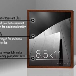 Americanflat 8.5x11 Picture Frame in Mahogany - Thin Border Photo Frame with Shatter Resistant Glass - Horizontal and Vertical Formats for Wall and Tabletop