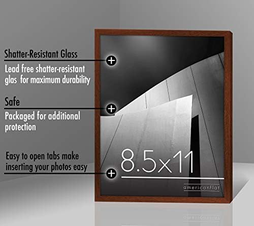 Americanflat 8.5x11 Picture Frame in Mahogany - Thin Border Photo Frame with Shatter Resistant Glass - Horizontal and Vertical Formats for Wall and Tabletop