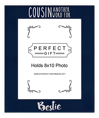 ThisWear Cousin Gifts For Women Cousin Another Word For Bestie 8x10 Leatherette Picture Frame Navy
