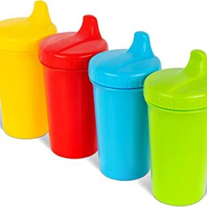 PLASKIDY Toddler Sippy Cups - Set of 4 Spill proof Cups for Toddlers 10 Ounce - Kids Sippy Cups with Removeable Silicone Valve Dishwasher Safe BPA Free Brightly Colored Childrens Sippy Drinking Cups