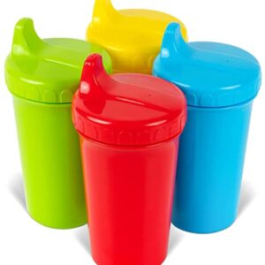 PLASKIDY Toddler Sippy Cups - Set of 4 Spill proof Cups for Toddlers 10 Ounce - Kids Sippy Cups with Removeable Silicone Valve Dishwasher Safe BPA Free Brightly Colored Childrens Sippy Drinking Cups