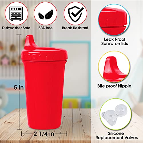 PLASKIDY Toddler Sippy Cups - Set of 4 Spill proof Cups for Toddlers 10 Ounce - Kids Sippy Cups with Removeable Silicone Valve Dishwasher Safe BPA Free Brightly Colored Childrens Sippy Drinking Cups