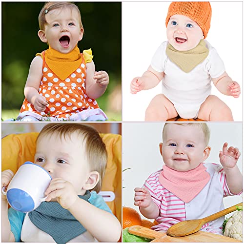 Muslin Baby Bandana Bibs Breathable Baby Drool Bibs, Absorbent Soft Snap Drool Bibs for Baby Girls and Boys, Adjustable Bibs for Newborn 0-24 Months Infant (8 Pieces)