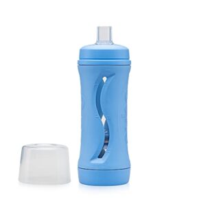 non squeeze, no mess baby food bottle (blue)