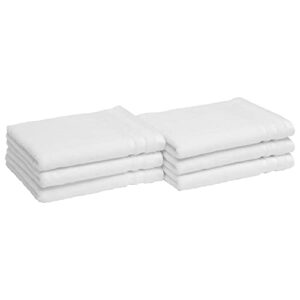 amazon basics cotton hand towels, made with 30% recycled cotton content - 6-pack, white