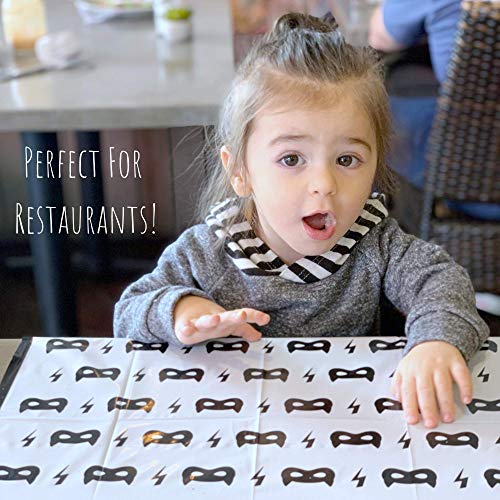 Hippypotamus Disposable Placemats Baby - Pack of 45 BPA Free Table Toppers for Kids and Toddlers - Extra Sticky Travel Mat for Restaurant (Cream/Sage/Blush)