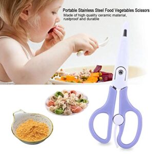 Baby Food Scissors,Baby Food Scissors,Portable Stainless Steel Scissor Children Safety Food Cutter with Cover for Baby Infant Complementary Food(Purple)