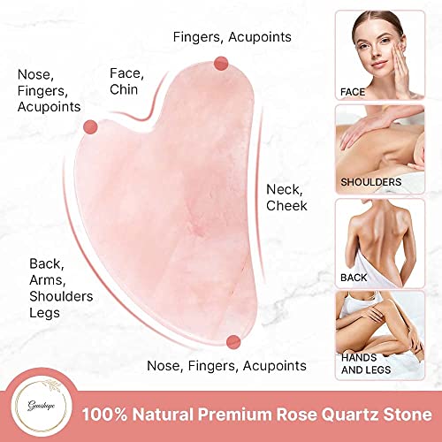 GUASHAPE Gua Sha Facial Tools, Face Stone, Natural Rose Quartz Gua Sha Stone, Guasha Tool for Face Sculpting, Shaping, Reduce Puffiness, Tension Relief, Gua Sha Massage Tool for Face, Eyes and Body