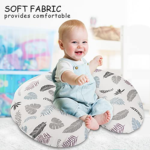 sundee Nursing Pillow for Infant Feeding Cushion, Newborn Support Pillow for Breastfeeding Baby and Bottle Feeding, with Washable Pillow Cover for Boys & Girls - White Leaf
