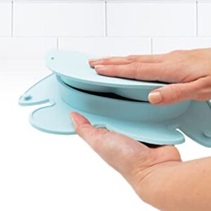 Fold-N-Go Baby Plates & Toddler Plates | Foldable for easy carry | 100% Food Grade Silicone Plate | BPA Free | Baby led weaning plate | Microwave and dishwasher safe (BLUE SKY)