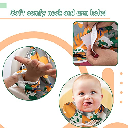 PuGez Baby Weaning Bib Feeding Baby Led Weaning Self-Feeding Bibs Ideal for BLW Toddler Baby-Led Weaning Highchair Cover Bibs (Orange)