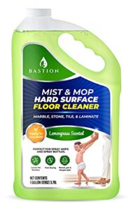 hard surface liquid floor cleaner solution mist & mop ready-to-use for marble, stone, granite, tile, vinyl, laminate, linoleum - multi-use - safe, gentle, & natural - removes dirt, stains, & odors - lemongrass scent, 1 gallon (128 oz.)