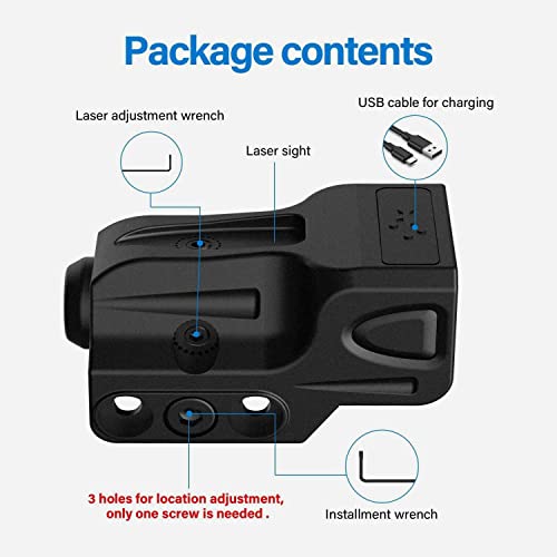 Gmconn Mini Tactical Green Laser Sights Ultra Low Profile Green Dot Laser Gun Sight for Pistols, Fit Picatinny Rail, USB Rechargeable, Lightweight (Green Laser