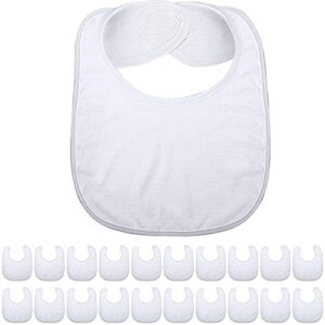 geyoga 20 pieces sublimation blanks white bibs for baby decorating washable reusable fabric bibs (white)