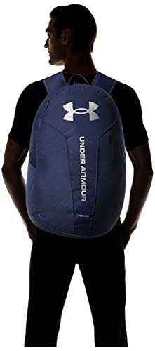 Under Armour Unisex-Adult Hustle Lite Backpack , (410) Midnight Navy / Midnight Navy / Metallic Silver , One Size Fits All