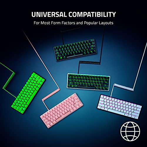 Razer PBT Keycap + Coiled Cable Upgrade Set: Durable Doubleshot PBT - Universal Compatibility - Keycap Removal Tool & Stabilizers - Tactically Coiled & Designed - Braided Fiber Cable - Quartz Pink