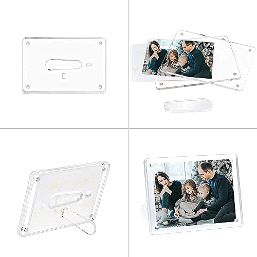 ECOSEAO 4x6 Minimalist Picture Frame Acrylic Glass Photo Frame with Magnetic Desktop Display Horizontally or Vertically