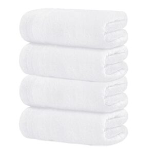 tens towels large bath towels, 100% cotton, 30 x 60 inches extra large bath towels, lighter weight, quicker to dry, super absorbent, perfect bathroom towels (pack of 4, white)