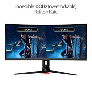 ASUS ROG Strix 34” Gaming Monitor (XG349C) - UWQHD (3440 x 1440), 180Hz, 1ms, Extreme Low Motion Blur Sync, 135% sRGB, G-Sync Compatible, DisplayHDR 400, Eye Care, USB-C, DisplayPort, HDMI, Black