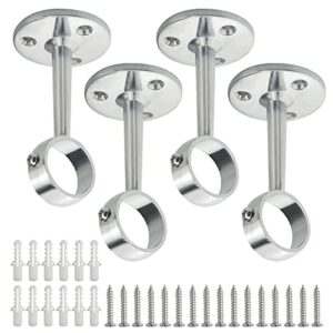 wmycongcong 4 pcs shower curtain closet rod holder ceiling-mounted curtain rod bracket 1 inch diameter shower curtain flange pole end supports