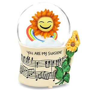 sunflower music box snow globe, sunflower gift for wife girlfriend women, flower snowglobe musical box with light birthday christmas valentine play you are my sunshine