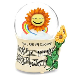 Sunflower Music Box Snow Globe, Sunflower Gift for Wife Girlfriend Women, Flower Snowglobe Musical Box with Light Birthday Christmas Valentine Play You are My Sunshine