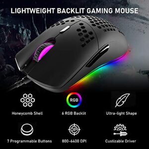 60% Mechanical Gaming Keyboard and Mouse and Mouse pad and Gaming Headset,4 in 1 Wired 68 Keys LED RGB Backlight Bundle for PC Gamers,Xbox,PS4 Users (Black/Blue Switch)