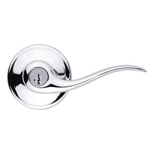 kwikset 97402-905 tustin entry lever featuring smartkey re-key security, polished chrome