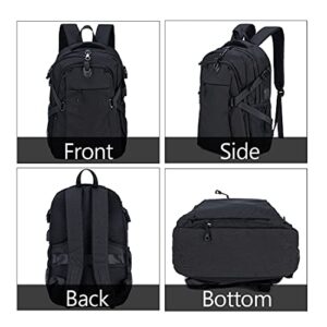 Widfre Basketball Backpack with USB Charging Port, Durable Men's Laptop Backpack for Outdoor with Ball Compartment (Black)