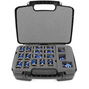 casematix miniature storage hard shell miniature figure case - 30 slot figurine minature carrying case with customizable foam for large miniatures for warhammer 40k, dnd and more!