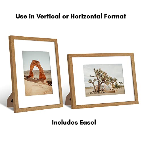 Americanflat 9x12 Picture Frame in Dark Oak - Displays 6x8 with Mat and 9x12 Without Mat - Engineered Wood with Shatter Resistant Glass - Horizontal and Vertical Formats for Wall