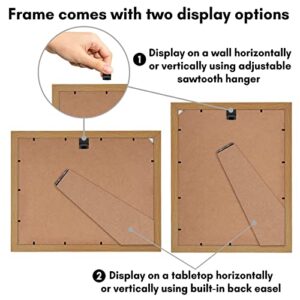 Americanflat 9x12 Picture Frame in Dark Oak - Displays 6x8 with Mat and 9x12 Without Mat - Engineered Wood with Shatter Resistant Glass - Horizontal and Vertical Formats for Wall