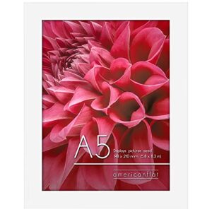 americanflat a5 picture frame in white - composite wood with shatter resistant glass - horizontal and vertical formats for wall and tabletop - 5.8 x 8.3 in