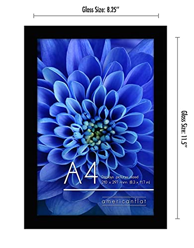 Americanflat A4 Picture Frame in Black - Composite Wood with Shatter Resistant Glass - Horizontal and Vertical Formats for Wall and Tabletop - 8.3 x 11.7 in - Pack of 2