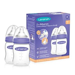 Lansinoh Momma Breastmilk Feeding Bottle with NaturalWave Slow Flow Nipple, 5 Ounces (Pack of 2)