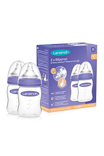 Lansinoh Momma Breastmilk Feeding Bottle with NaturalWave Slow Flow Nipple, 5 Ounces (Pack of 2)