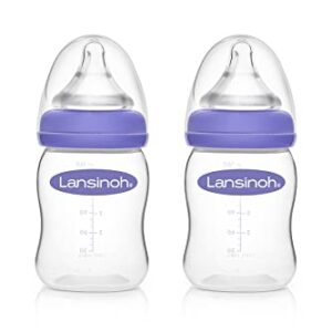 Lansinoh Momma Breastmilk Feeding Bottle with NaturalWave Slow Flow Nipple, 5 Ounces (Pack of 2)