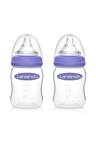 Lansinoh Momma Breastmilk Feeding Bottle with NaturalWave Slow Flow Nipple, 5 Ounces (Pack of 2)