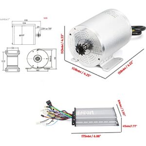 Electric Motor 1600W 48V go Kart Electric Motor kit with Throttle 33A Speed Controller BLDC ATV Kits Scooter Motorcycle Engine Ebike Conversion Kit Chain T8F
