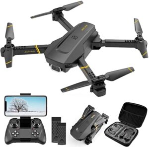 4dv4 drone with 1080p hd camera for adults kids,2.4ghz fpv live video rc quadcopter helicopter for beginners toys gifts,2 batteries and carrying case,altitude hold,waypoints,3d flip,headless mode,black
